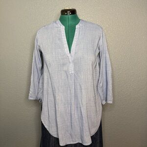 Lush Light Blue Tunic Top Women’s M V-Neck 3/4 Sleeve Relaxed Fit